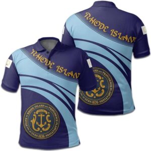 Rhode Island Coat Of Arms Polo Shirt Cricket Style J5W