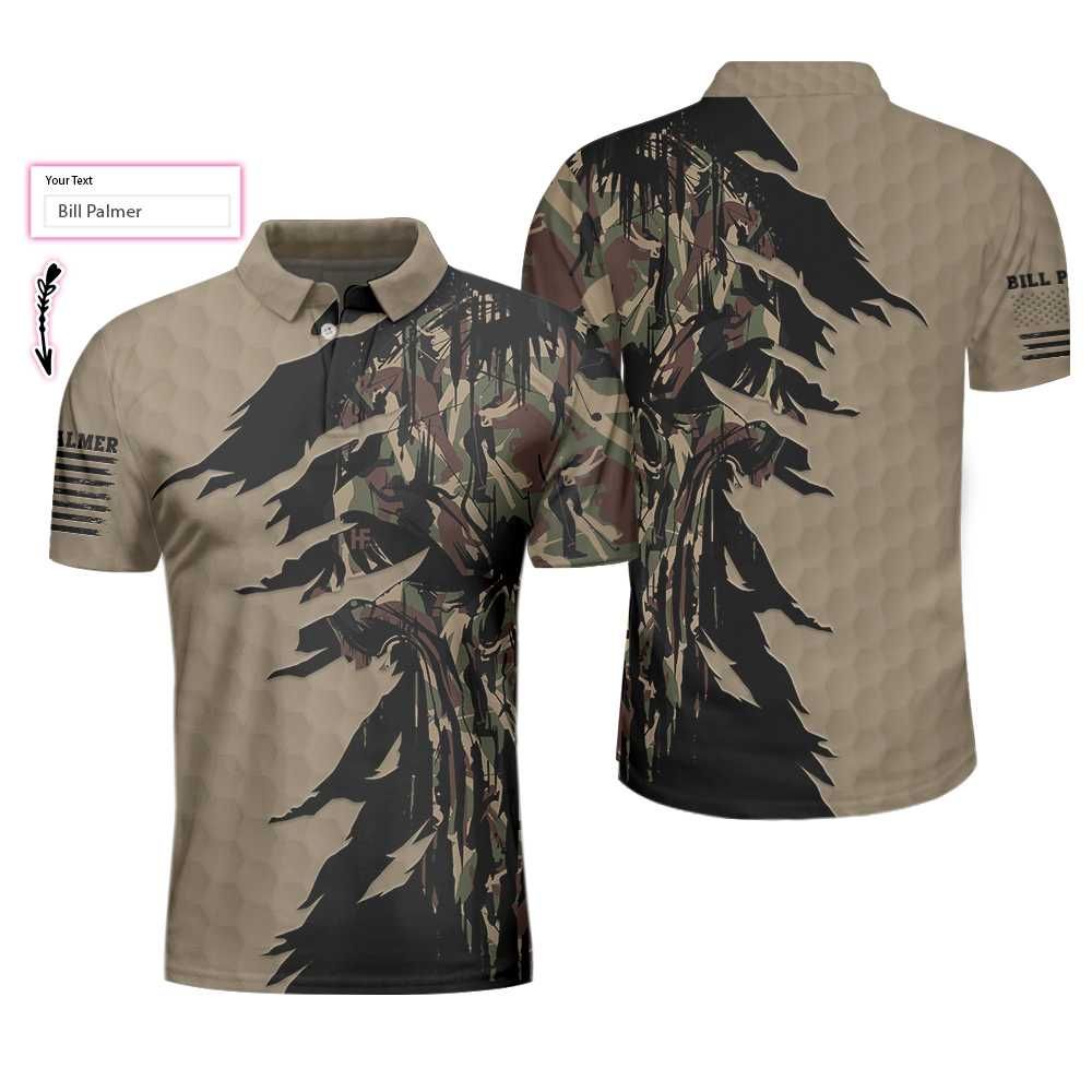 Ripped Vintage Golfing Clubs Skull Camouflaged Custom Name Polo Shirt #Dh Ripped Vintage Golfing Clubs Skull Camouflaged Custom Name Polo Shirt #Dh