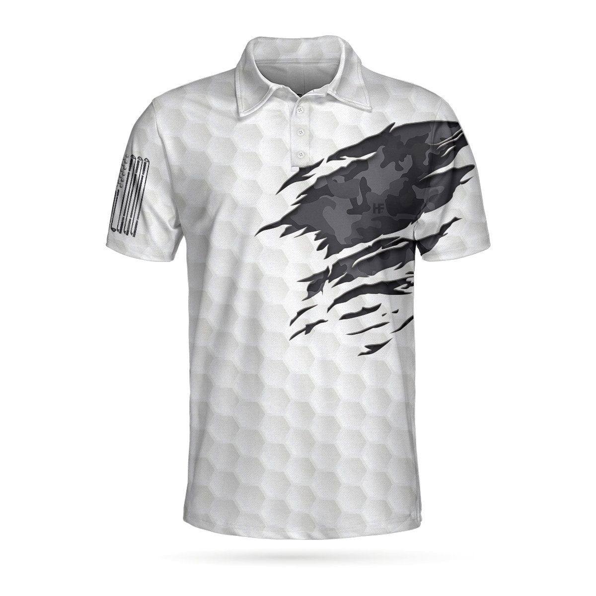 Ripped Vintage Golfing Skull Camouflaged 3D All Over Printed Polo Shirt Ripped Vintage Golfing Skull Camouflaged 3D All Over Printed Polo Shirt
