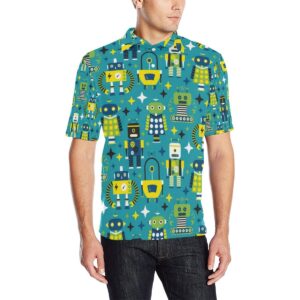 Robot Pattern Print Design A02 Men Polo Shirt
