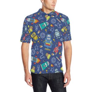 Robot Pattern Print Design A03 Men Polo Shirt