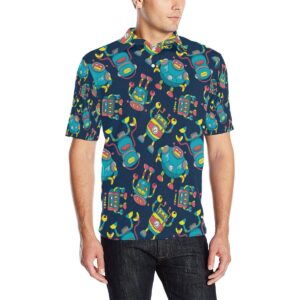Robot Pattern Print Design A05 Men Polo Shirt