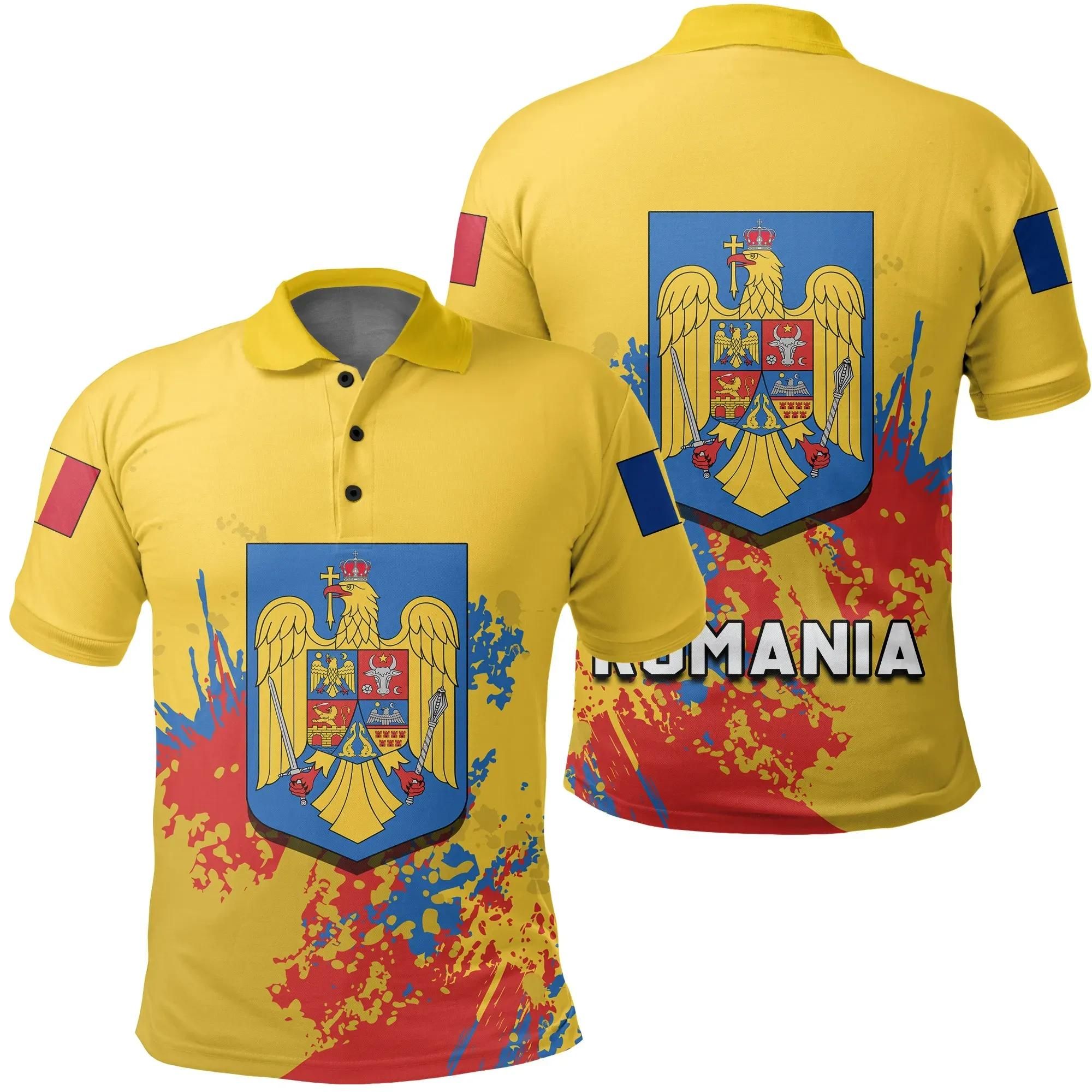 Romania Coat Of Arms Polo Shirt Spaint Style J8W Romania Coat Of Arms Polo Shirt Spaint Style J8W