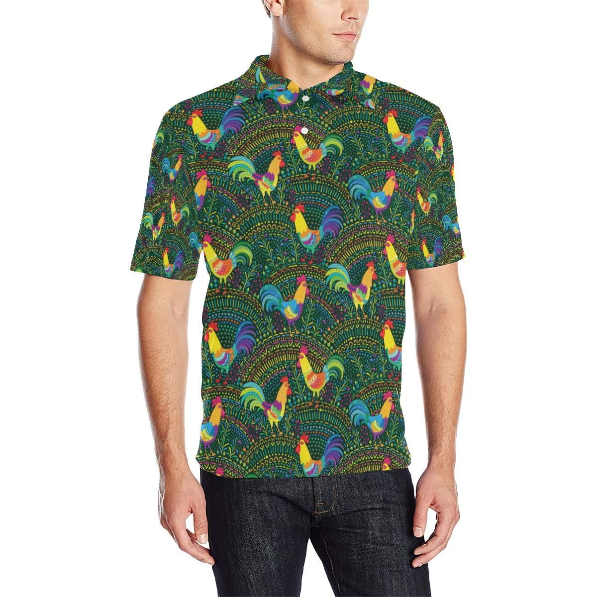Rooster Pattern Print Design A01 Men Polo Shirt Rooster Pattern Print Design A01 Men Polo Shirt