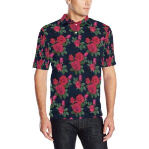 Rose Pattern Print Design A04 Men Polo Shirt
