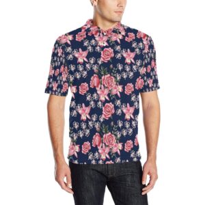 Rose Pattern Print Design A05 Men Polo Shirt