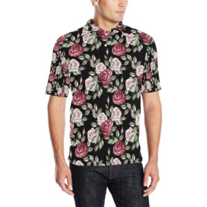 Rose Red Pink Pattern Print Design Ro03 Men Polo Shirt
