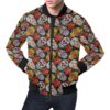 Rose Sugar Skull Skeleton Girly Floral Pattern Print Mens Bomber Jacket