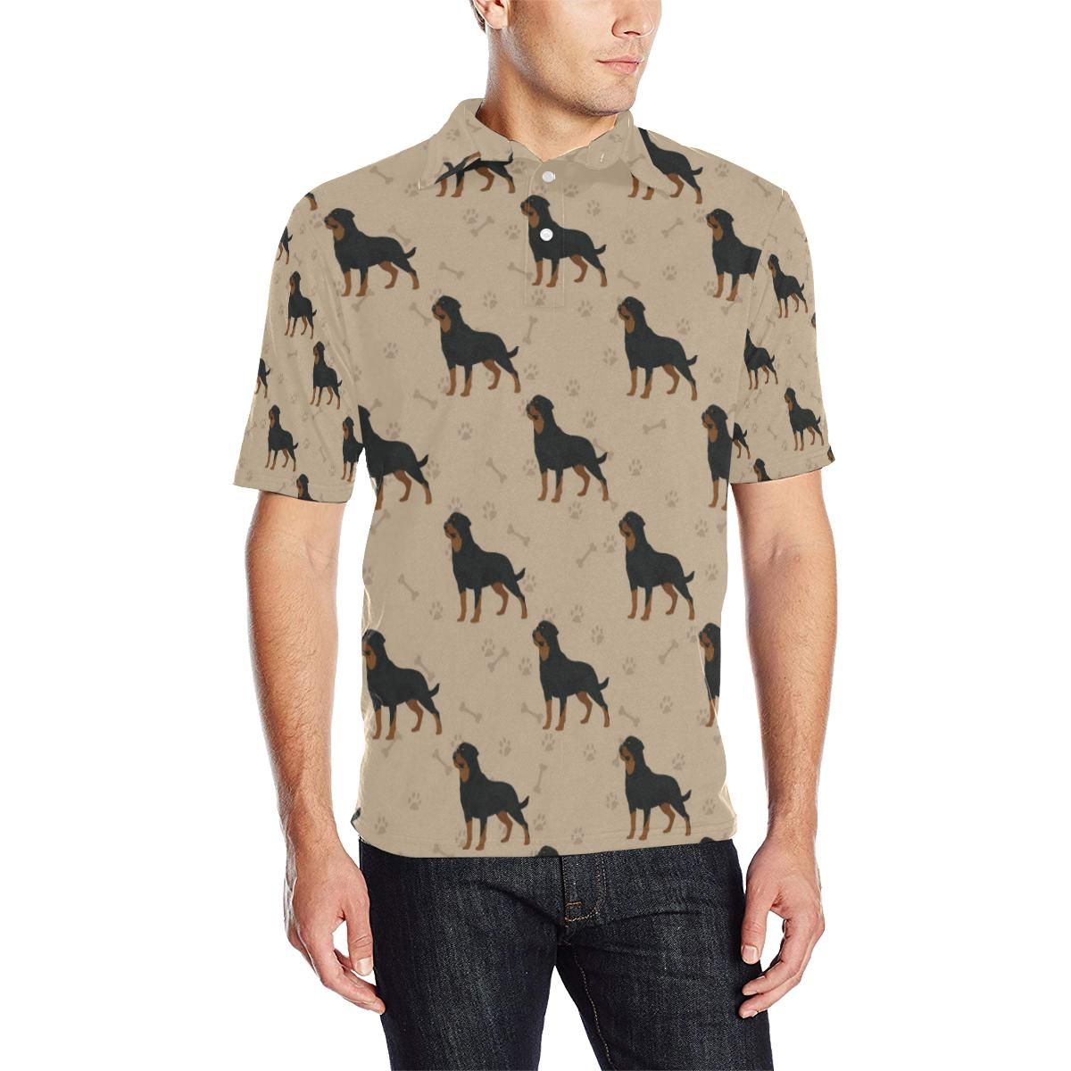 Rottweiler Pattern Print Design A01 Men Polo Shirt Rottweiler Pattern Print Design A01 Men Polo Shirt