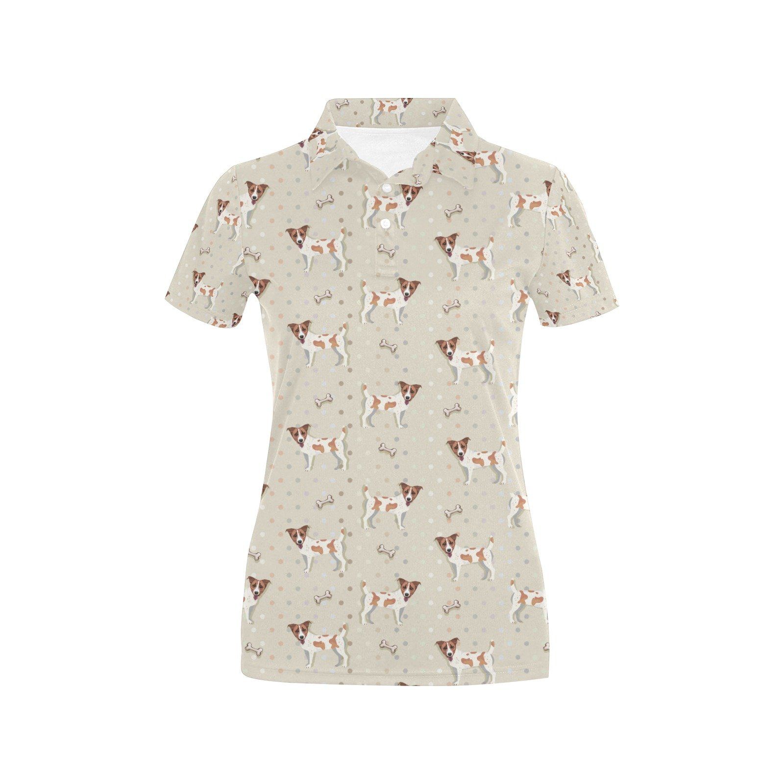 Russell Terriers With Bone Print Design Lks302 Women'S Polo Shirt Russell Terriers With Bone Print Design Lks302 Women'S Polo Shirt