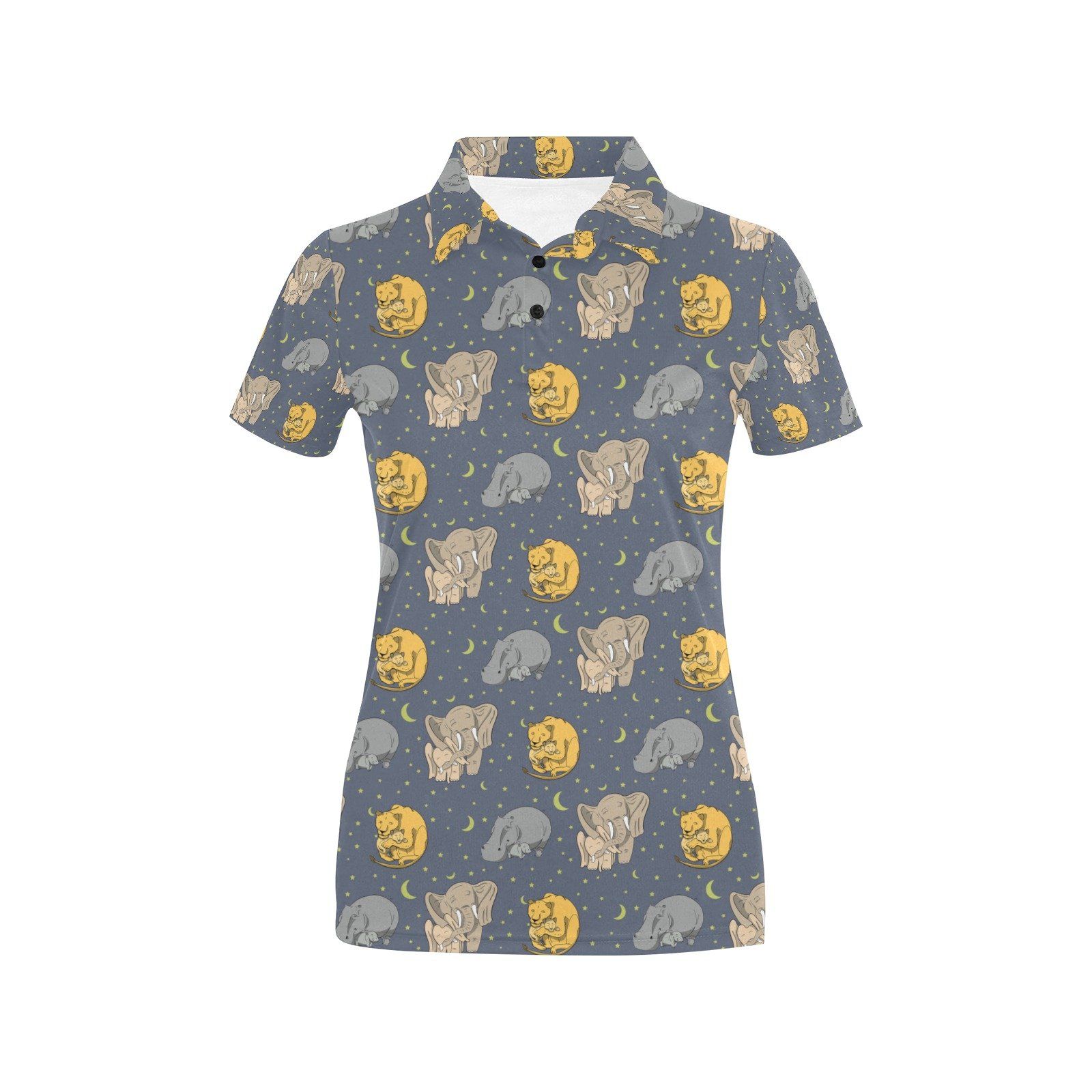 Safari Elephant Lion Print Design Lks303 Women'S Polo Shirt Safari Elephant Lion Print Design Lks303 Women'S Polo Shirt