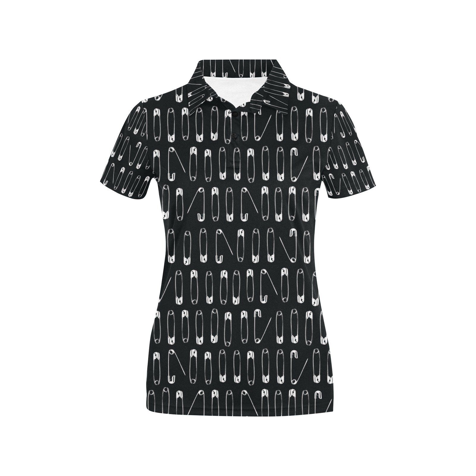 Safety Pin Print Design Lks302 Women'S Polo Shirt Safety Pin Print Design Lks302 Women'S Polo Shirt