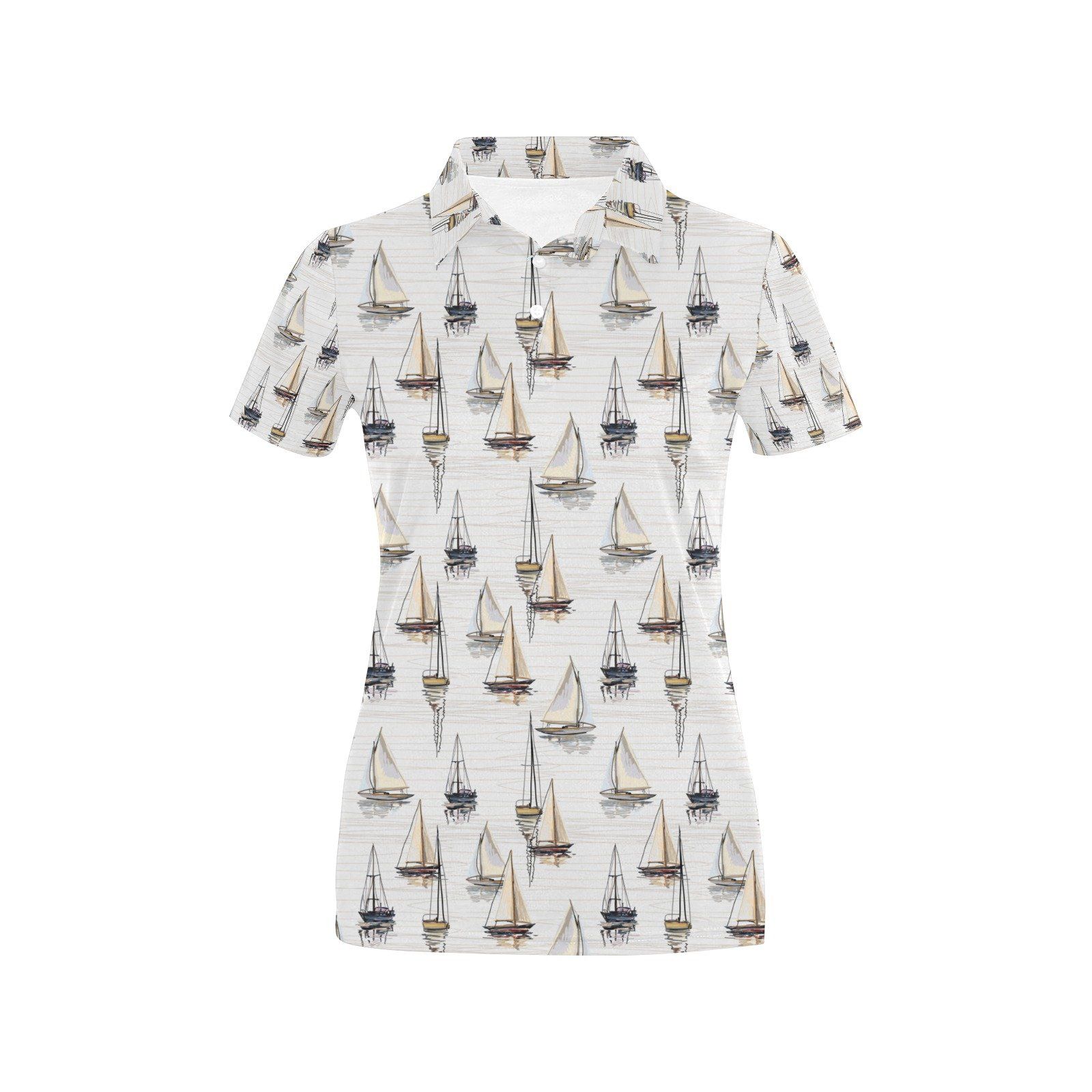 Sailboat Paint Pattern Print Design Lks307 Women'S Polo Shirt Sailboat Paint Pattern Print Design Lks307 Women'S Polo Shirt