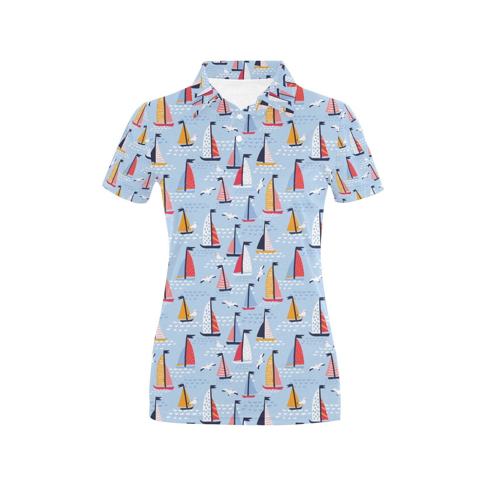 Sailboat Print Design Lks304 Women'S Polo Shirt Sailboat Print Design Lks304 Women'S Polo Shirt