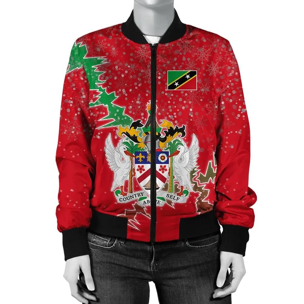 Saint Kitts and Nevis Christmas Coat Of Arms Women Bomber Jacket X Style J78 Bomber Jacket Saint Kitts and Nevis Christmas Coat Of Arms Women Bomber Jacket X Style J78 Bomber Jacket