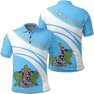 Saint Lucia Coat Of Arms Polo Shirt Cricket Style J5W