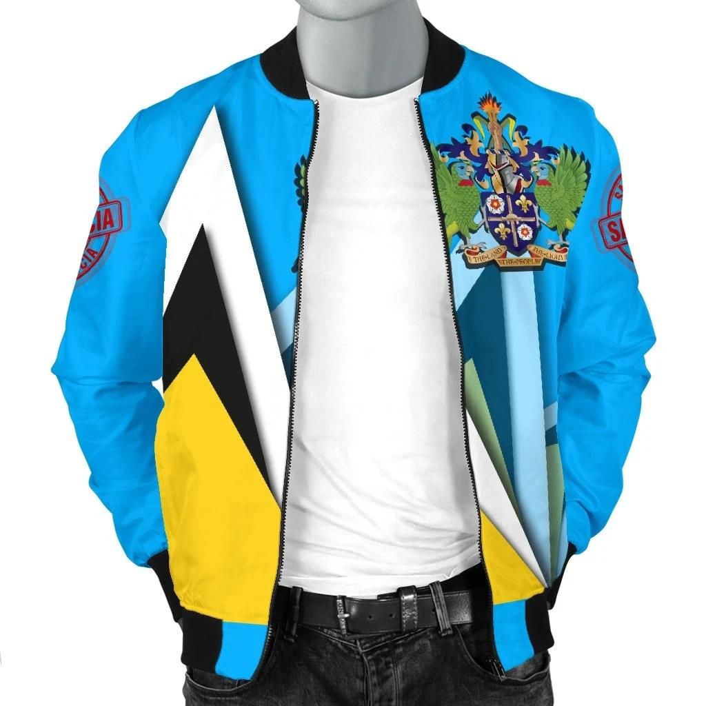 Saint-Lucia-Mens-Bomber-Jacket-Flag-With-Coat-Of-Arms-BN25-Bomber-Jacket-2