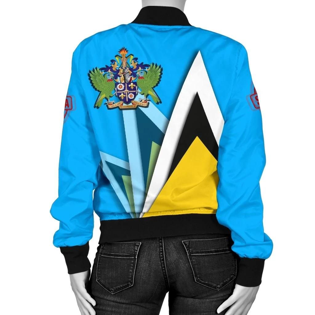 Saint-Lucia-Womens-Bomber-Jacket-Flag-With-Coat-Of-Arms-BN25-Bomber-Jacket-1