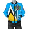 Saint Lucia Women's Bomber Jacket - Flag With Coat Of Arms - BN25 Bomber Jacket