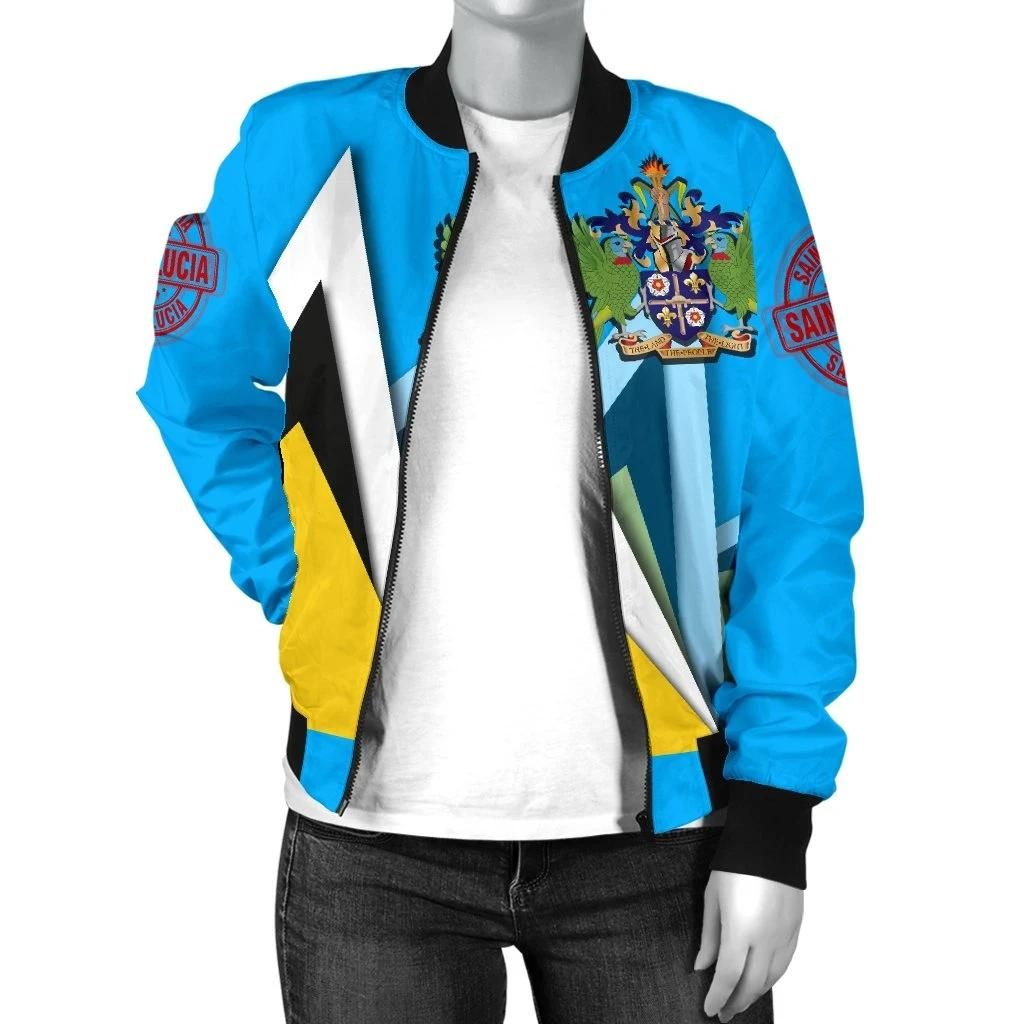 Saint-Lucia-Womens-Bomber-Jacket-Flag-With-Coat-Of-Arms-BN25-Bomber-Jacket-2