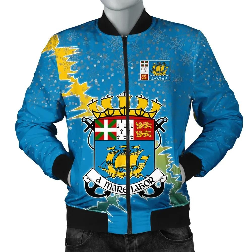 Saint Pierre and Miquelon Christmas Coat Of Arms Men Bomber Jacket X Style J78 Bomber Jacket Saint Pierre and Miquelon Christmas Coat Of Arms Men Bomber Jacket X Style J78 Bomber Jacket