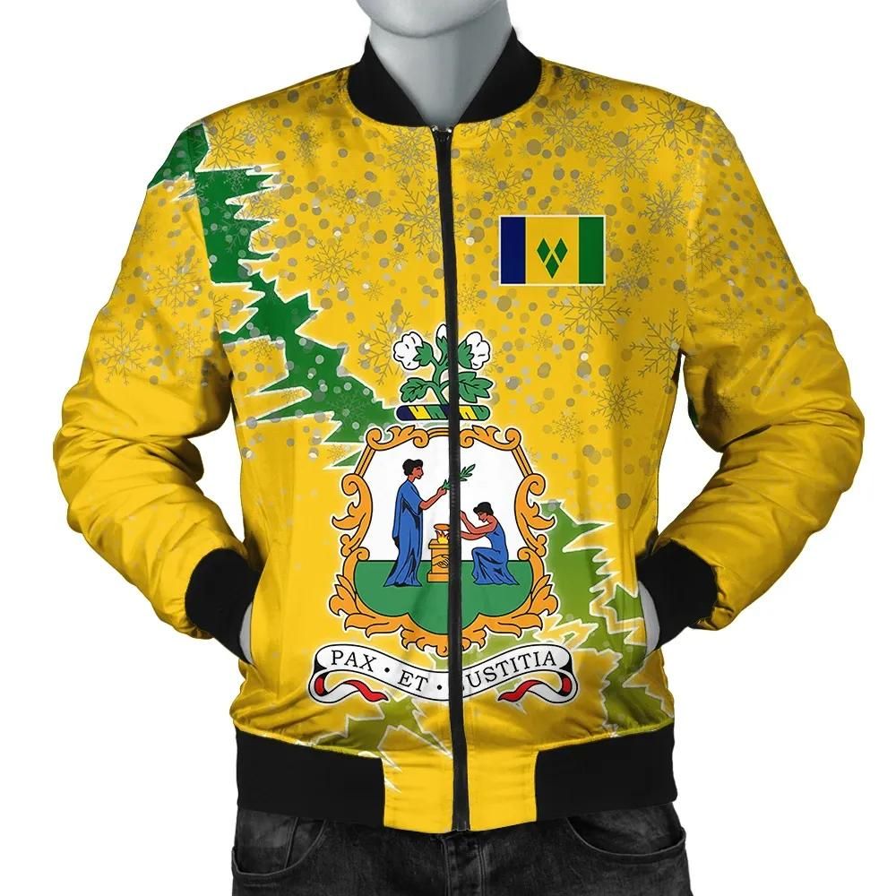 Saint Vincent and the Grenadines Christmas Coat Of Arms Men Bomber Jacket X Style J78 Bomber Jacket Saint Vincent and the Grenadines Christmas Coat Of Arms Men Bomber Jacket X Style J78 Bomber Jacket