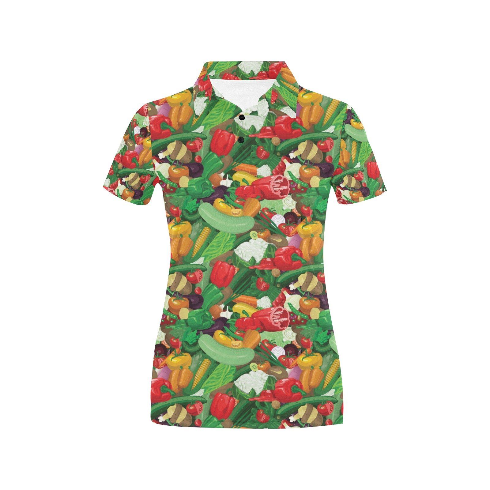 Salad Mix Vegetableprint Design Lks301 Women'S Polo Shirt Salad Mix Vegetableprint Design Lks301 Women'S Polo Shirt