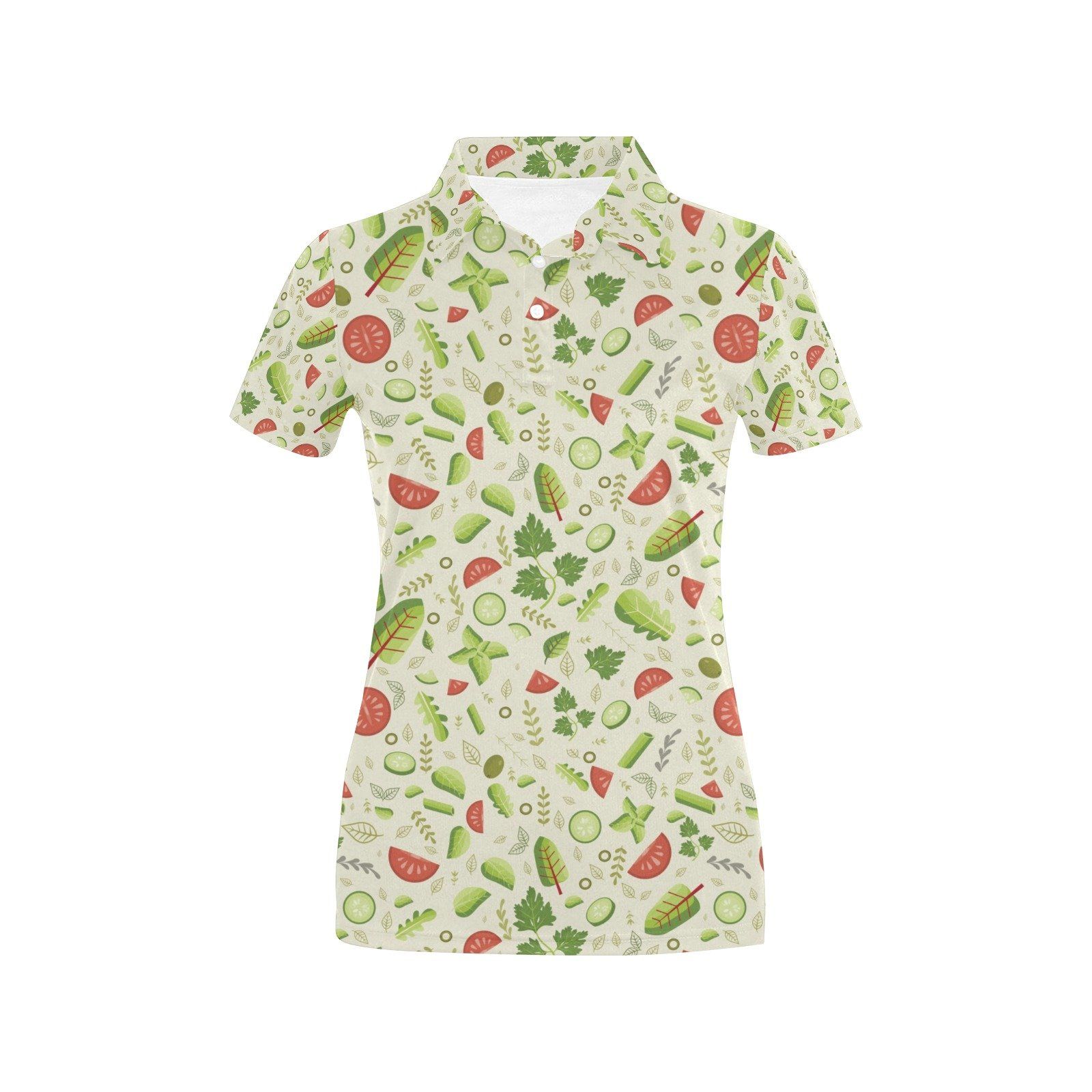 Salad Vegetable Print Design Lks302 Women'S Polo Shirt Salad Vegetable Print Design Lks302 Women'S Polo Shirt