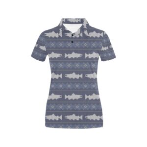 Salmon Fish Knit Style Print Design Lks304 Women'S Polo Shirt
