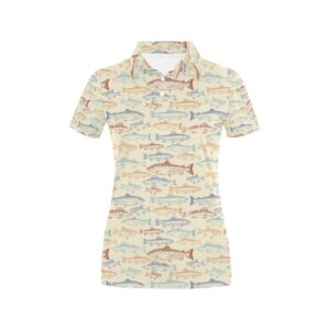 Salmon Fish Print Design Lks302 Women'S Polo Shirt