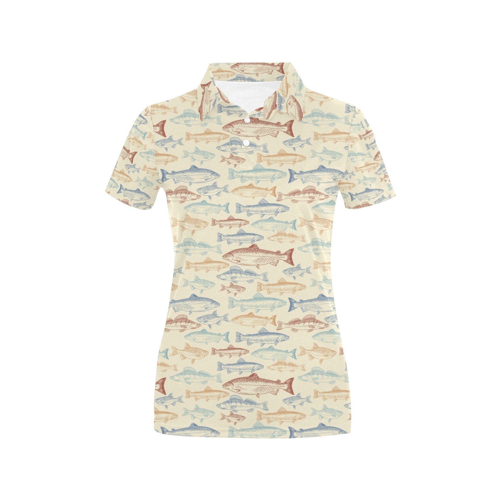 Salmon Fish Print Design Lks302 Women'S Polo Shirt Salmon Fish Print Design Lks302 Women'S Polo Shirt
