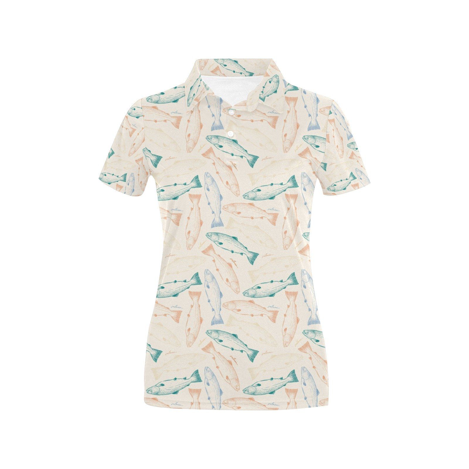 Salmon Fish Print Design Lks305 Women'S Polo Shirt Salmon Fish Print Design Lks305 Women'S Polo Shirt