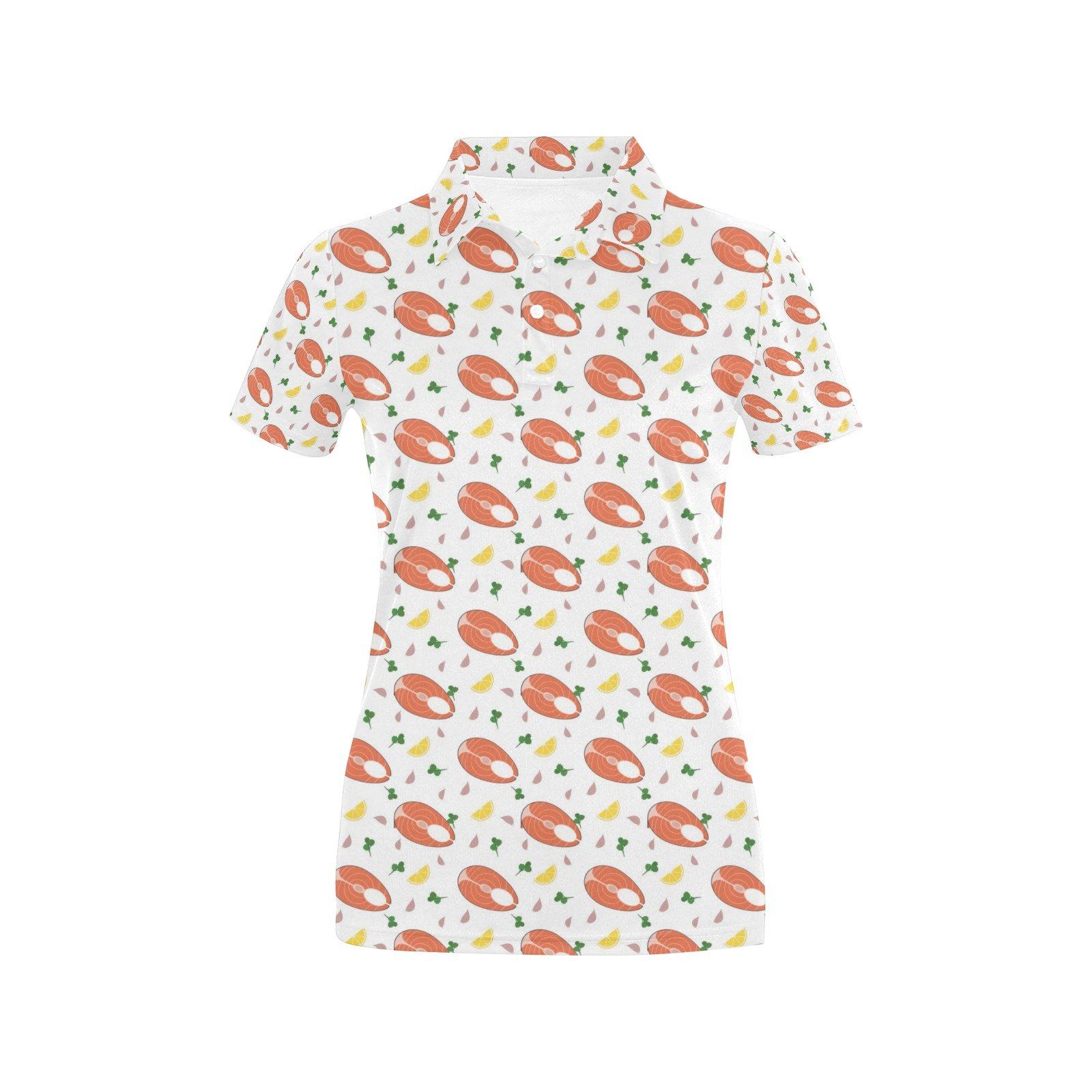 Salmon Steak Print Design Lks303 Women'S Polo Shirt Salmon Steak Print Design Lks303 Women'S Polo Shirt