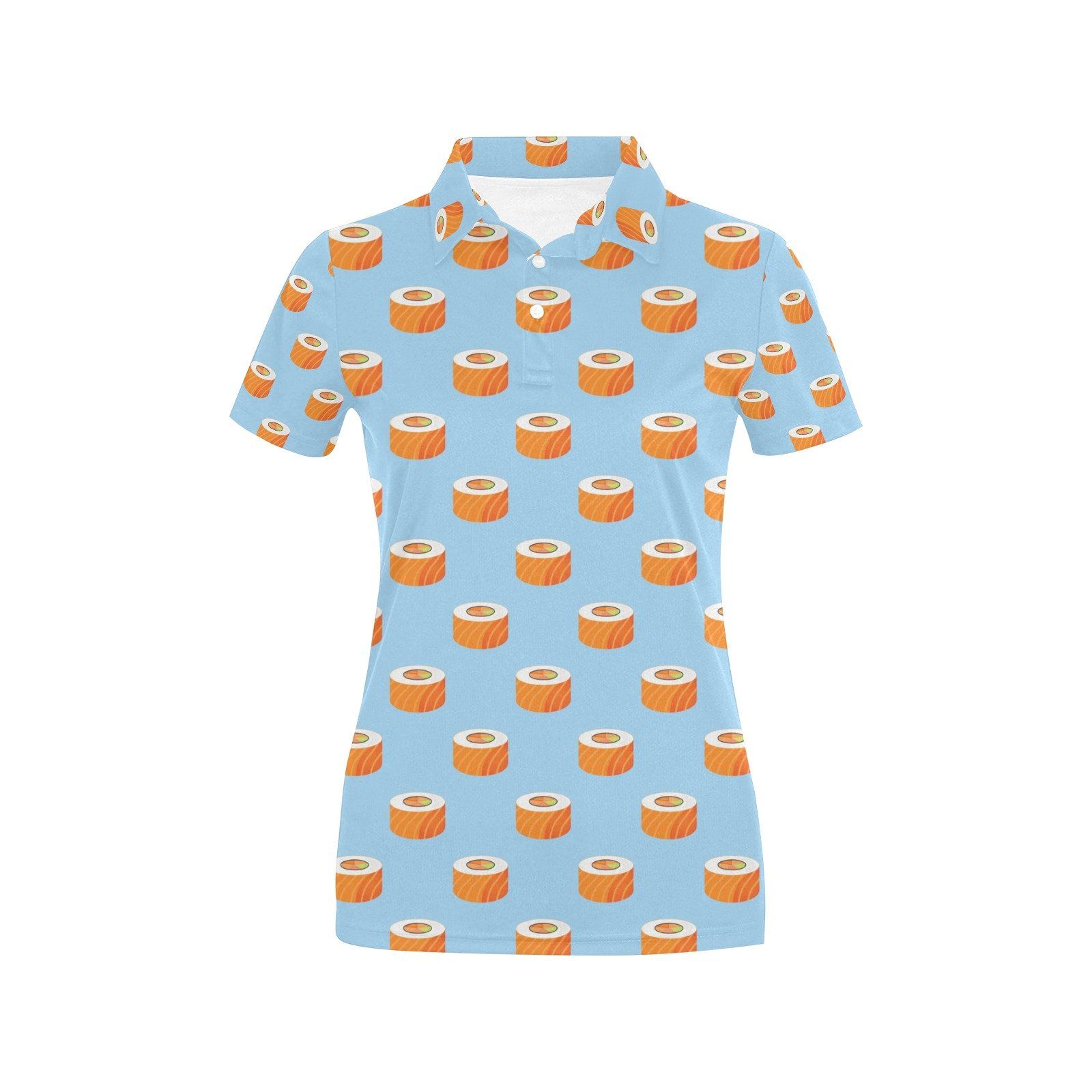 Salmon Sushi Print Design Lks307 Women'S Polo Shirt Salmon Sushi Print Design Lks307 Women'S Polo Shirt