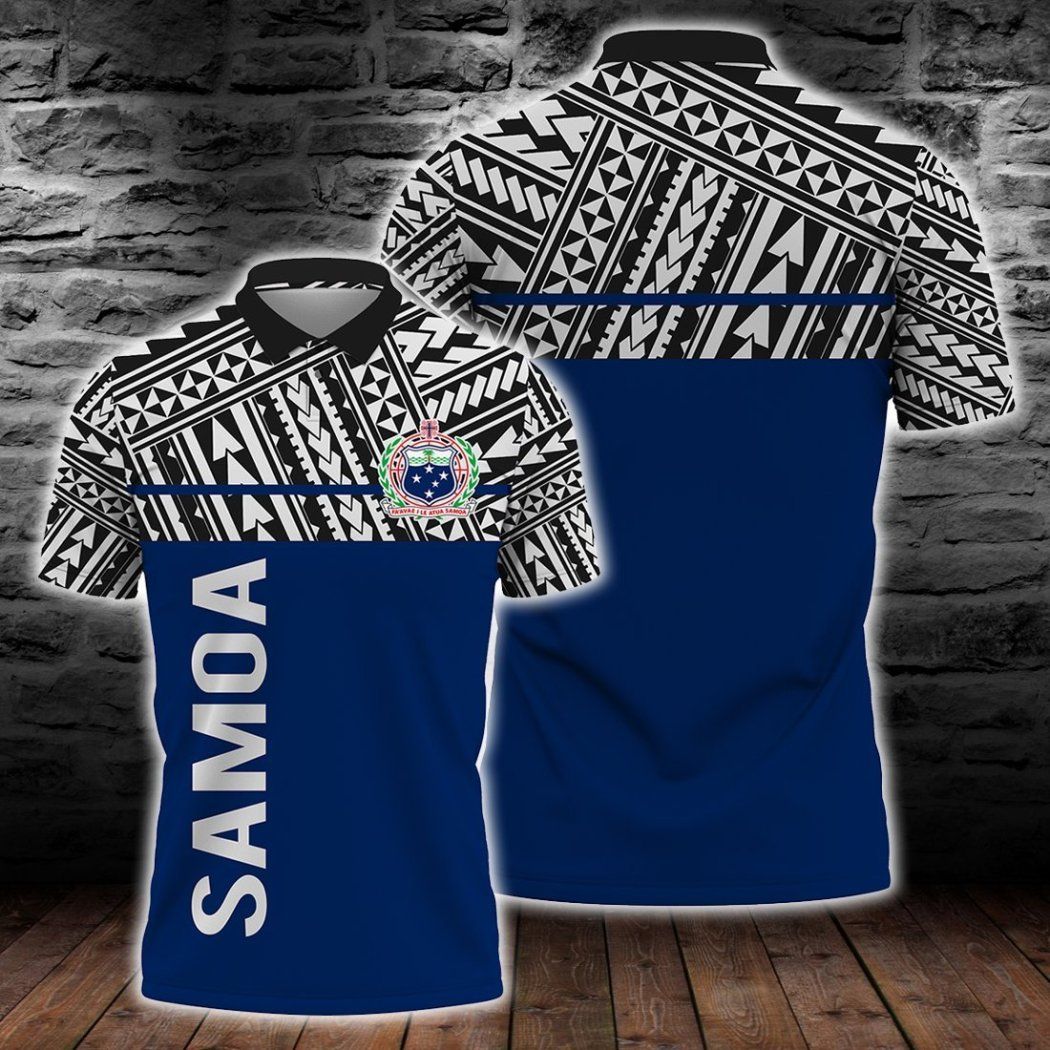 Samoa Coat Of Arms Polynesian Horizontal Style Polo Shirt All Over Print Samoa Coat Of Arms Polynesian Horizontal Style Polo Shirt All Over Print