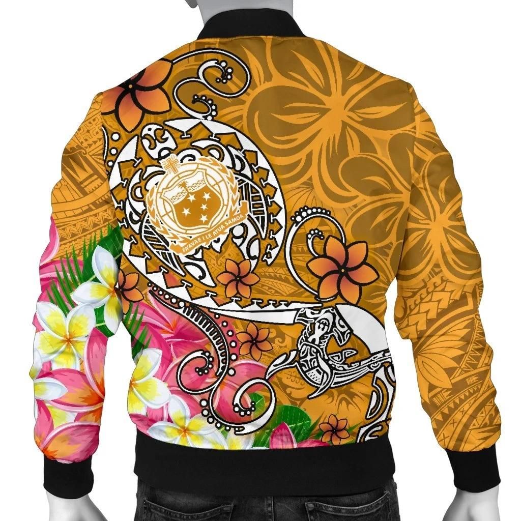 Samoa-Custom-Personalised-Mens-Bomber-Jacket-Turtle-Plumeria-Gold-BN18-Bomber-Jacket-1