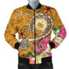 Samoa Custom Personalised Men's Bomber Jacket - Turtle Plumeria (Gold) - BN18 Bomber Jacket