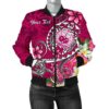 Samoa Custom Personalised Women's Bomber Jacket - Turtle Plumeria (Pink) - BN18 Bomber Jacket