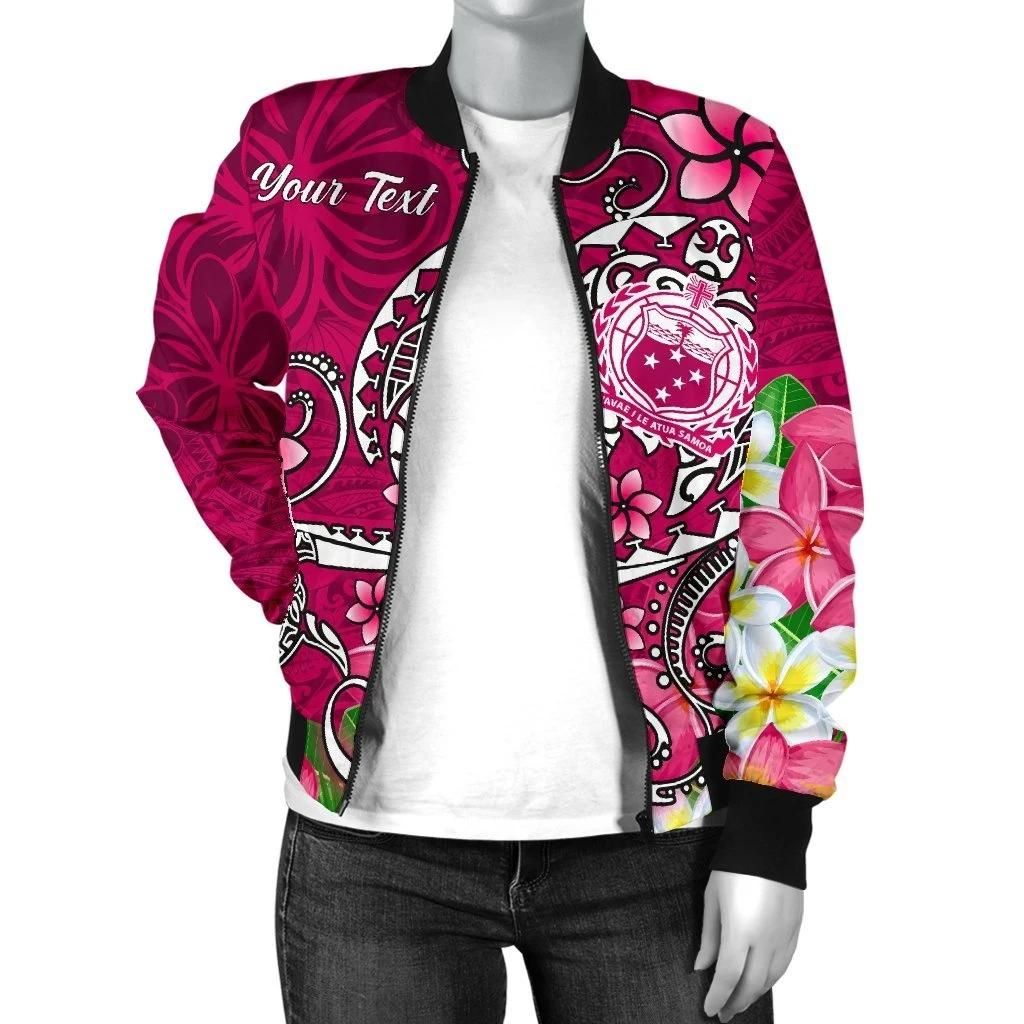 Samoa-Custom-Personalised-Womens-Bomber-Jacket-Turtle-Plumeria-Pink-BN18-Bomber-Jacket-2