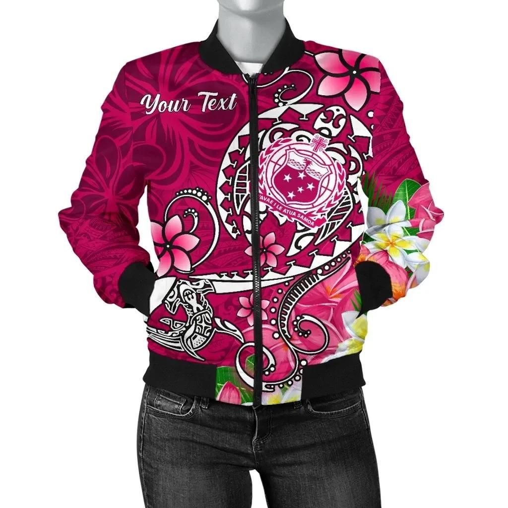 Samoa Custom Personalised Women's Bomber Jacket - Turtle Plumeria (Pink) - BN18 Bomber Jacket Samoa Custom Personalised Women's Bomber Jacket - Turtle Plumeria (Pink) - BN18 Bomber Jacket