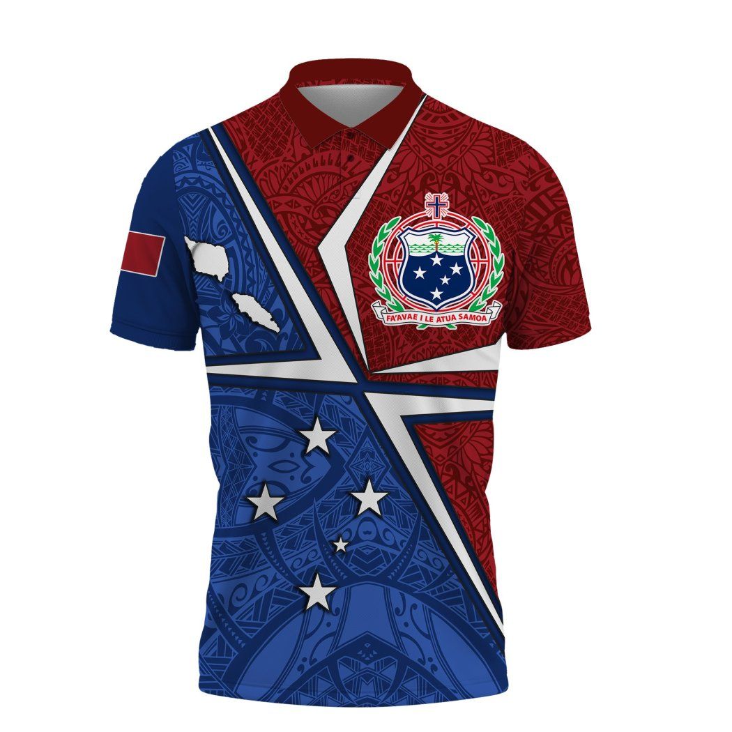 Samoa Flag With Polynesian Patterns Polo Shirt All Over Print Samoa Flag With Polynesian Patterns Polo Shirt All Over Print