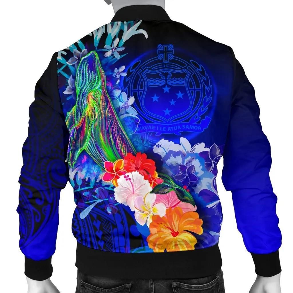 Samoa-Mens-Bomber-Jacket-Humpback-Whale-with-Tropical-Flowers-Blue-BN18-Bomber-Jacket-1