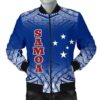 Samoa Men's Bomber Jacket - Polynesian Fog Blue - BN09 Bomber Jacket