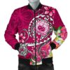 Samoa Men's Bomber Jacket - Turtle Plumeria (Pink) - BN18 Bomber Jacket