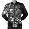 Samoa Men's Bomber Jacket - White Shark Polynesian Tattoo - BN18 Bomber Jacket