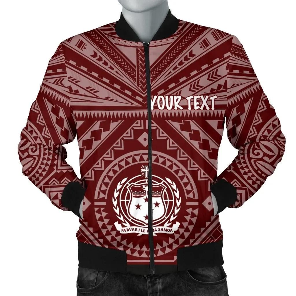 Samoa Personalised Men's Bomber Jacket - Samoa Seal In Polynesian Tattoo Style (Red) - BN25 Bomber Jacket Samoa Personalised Men's Bomber Jacket - Samoa Seal In Polynesian Tattoo Style (Red) - BN25 Bomber Jacket