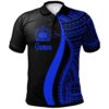 Samoa Polo Shirt Blue - Polynesian Tentacle Tribal Pattern - BN11