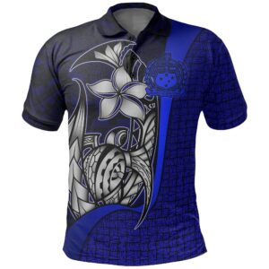 Samoa Polo Shirt Blue - Turtle with Hook - BN11