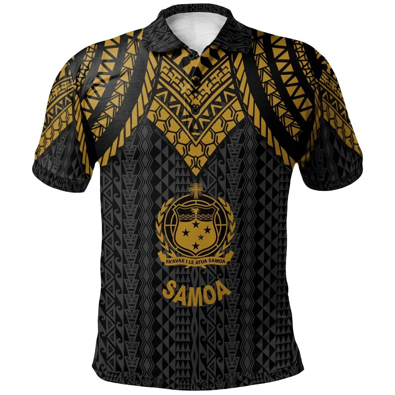 Samoa Polo Shirt - Polynesian Armor Style Gold - BN39 Samoa Polo Shirt - Polynesian Armor Style Gold - BN39