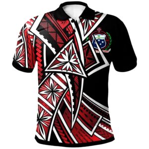 Samoa Polo-Shirt - Tribal Flower Special Pattern Red Color - BN20
